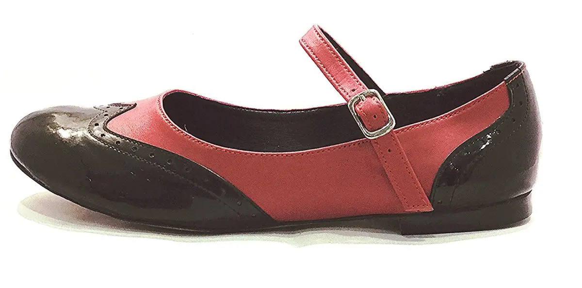 2083BR - Ladies Vintage inspired Leather Dance Shoe in Black and Red - Image 3