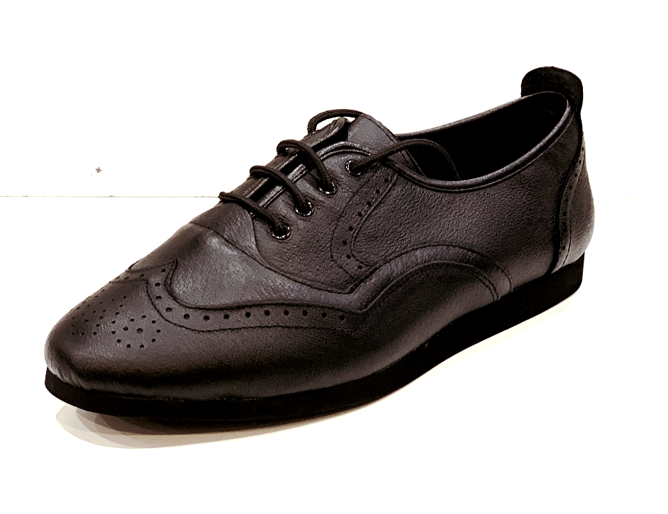 7817B - Gentlemen's Black Leather Flat Smooth Rubber Sole Dance Shoes ...