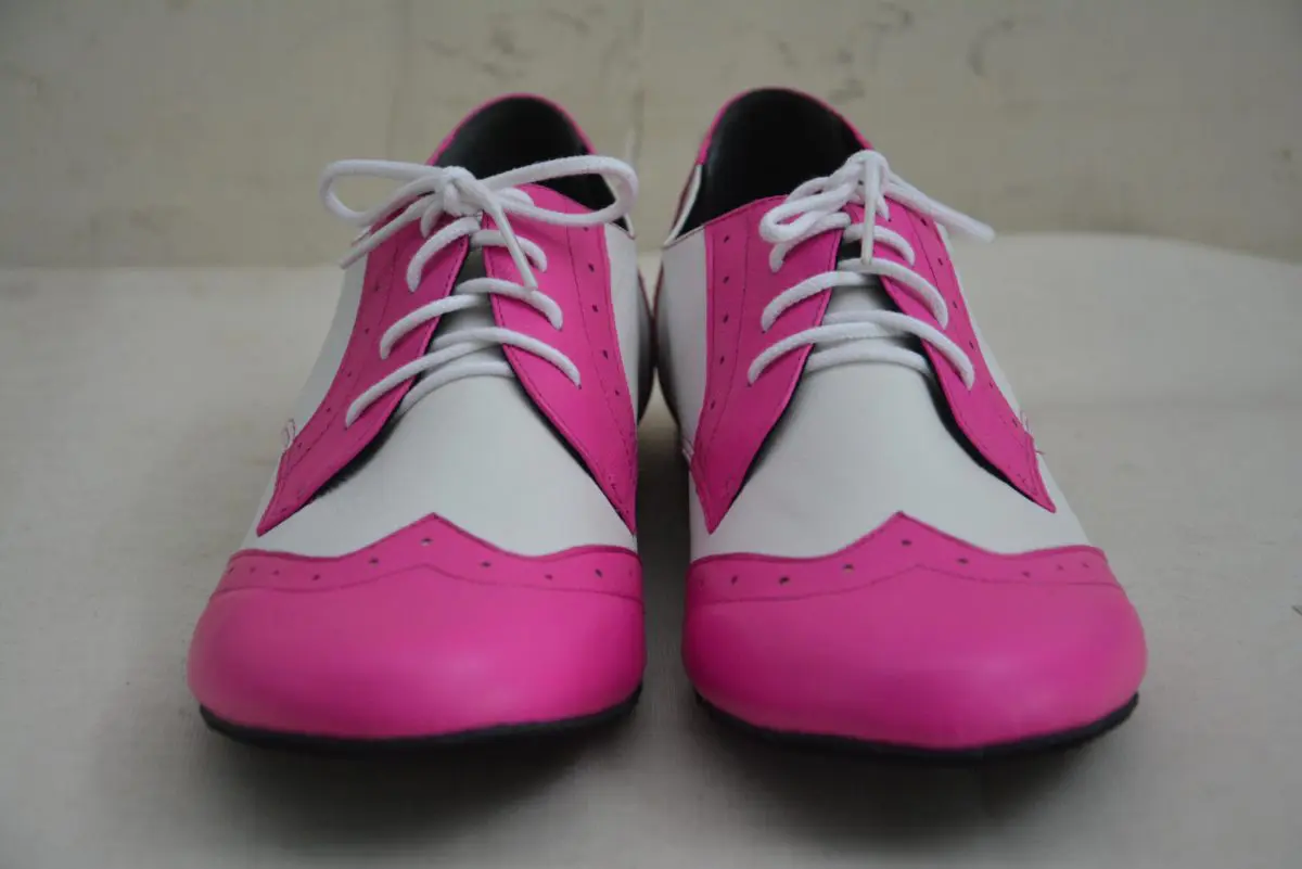 PW - Gatsby Rock'n'Roll Ladies Laces Shoes - Resin Sole Pink / White - Image 4