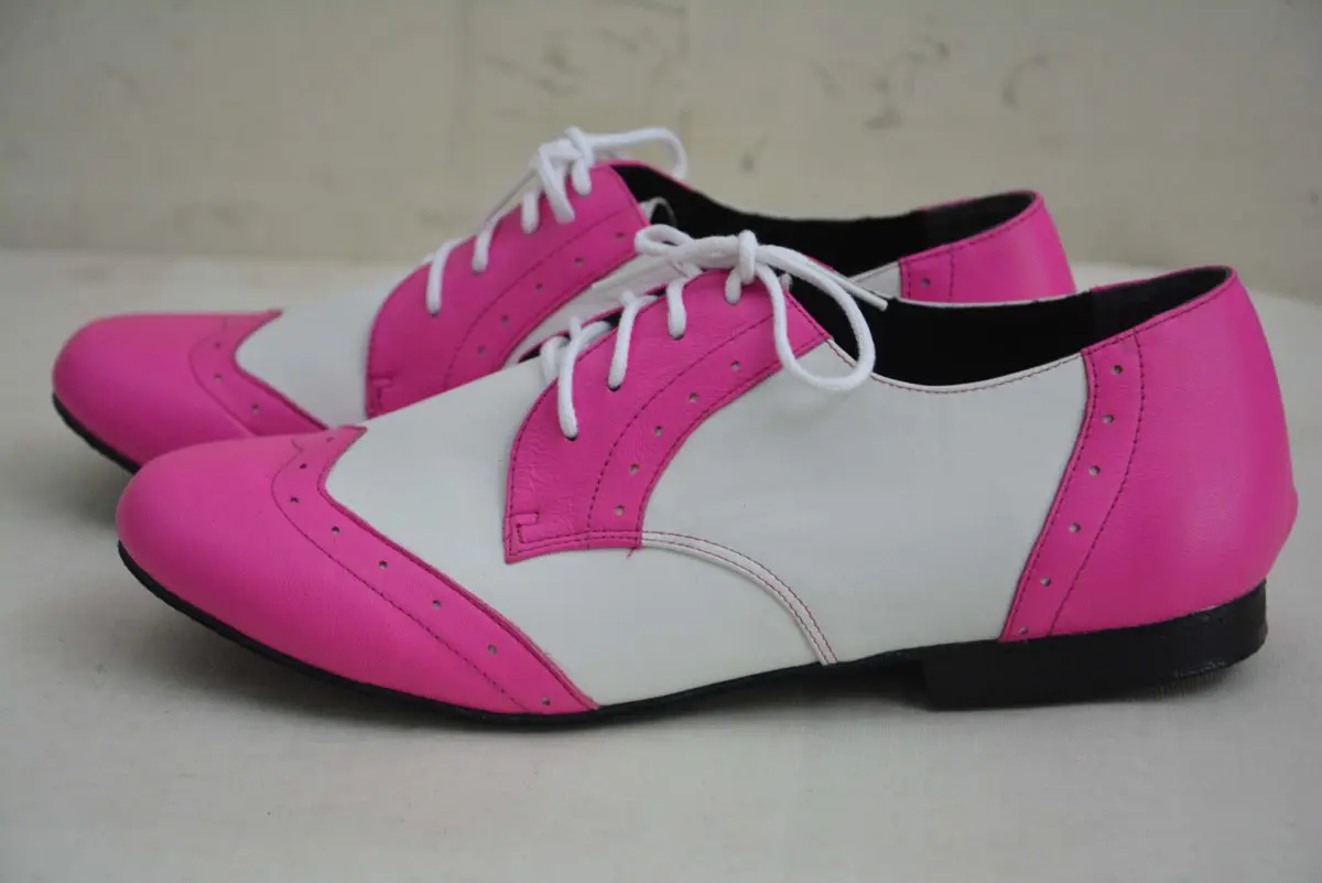 PW - Gatsby Rock'n'Roll Ladies Laces Shoes - Resin Sole Pink / White - Image 2