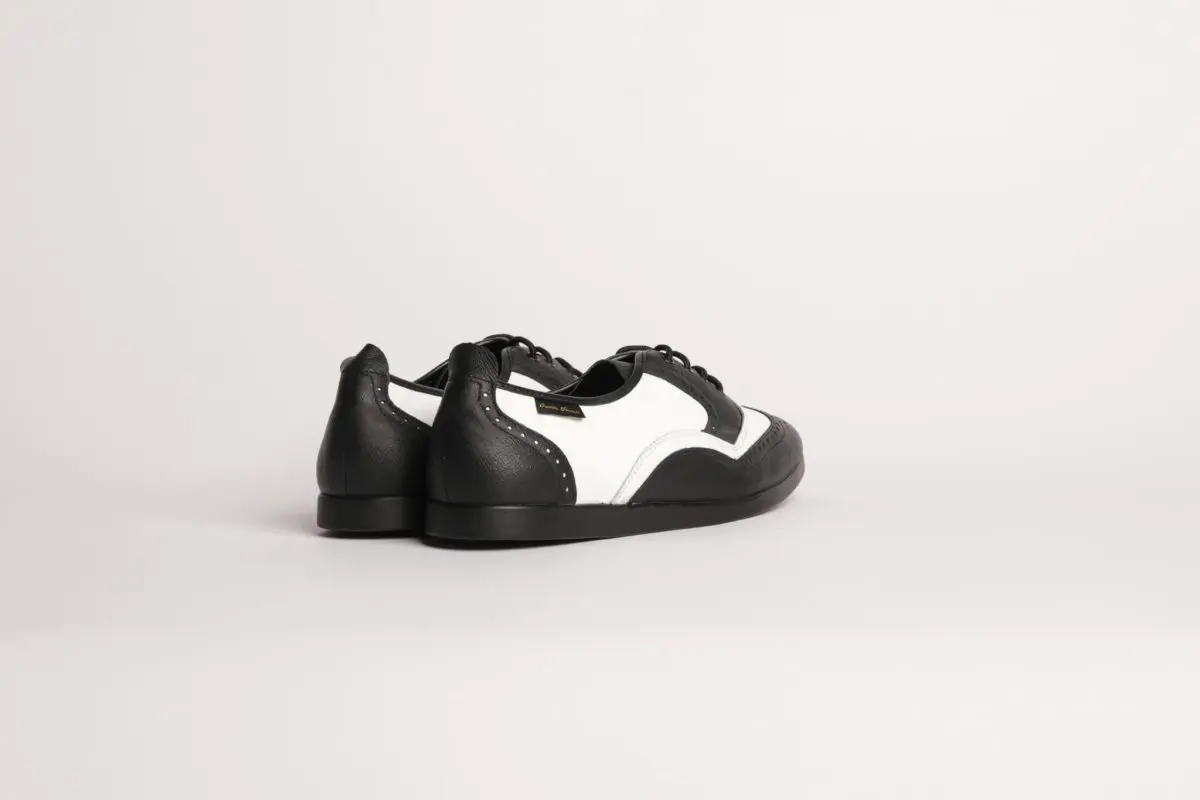 7817BW-1 - Men's Laceup's In Black and White Leather, With Dual Pivot Spin Spots - Image 4