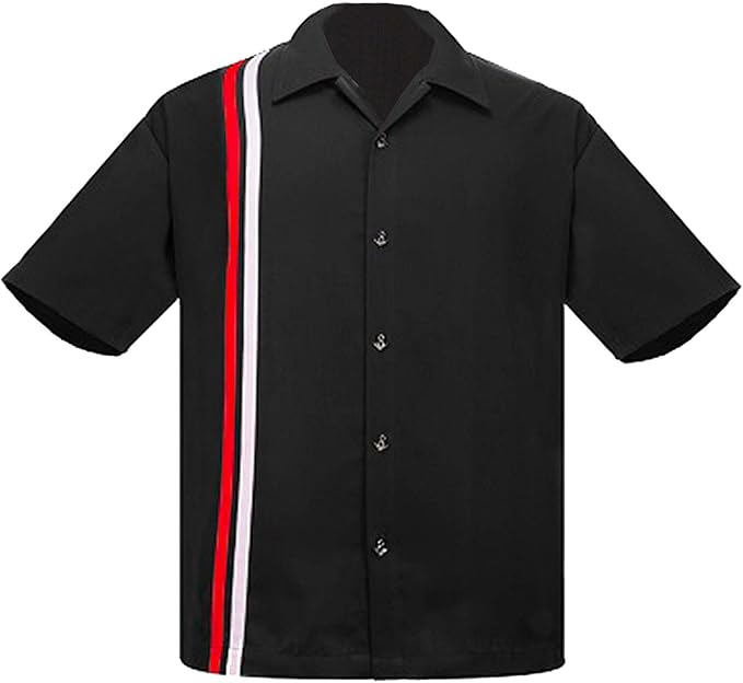 Steady Clothing Men's V-8 Racer Button Up Bowling Shirt