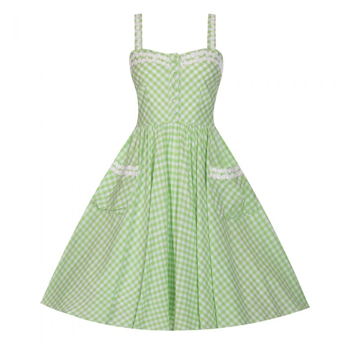 Lindy Bop Full Circle Corinna Green Gingham Dress