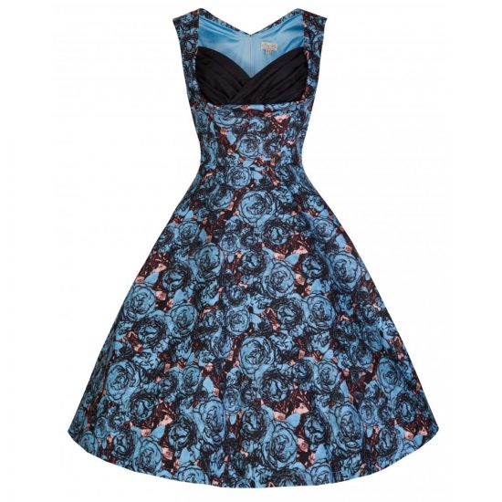 Lindy Bop Ophelia Blue Rose Dress
