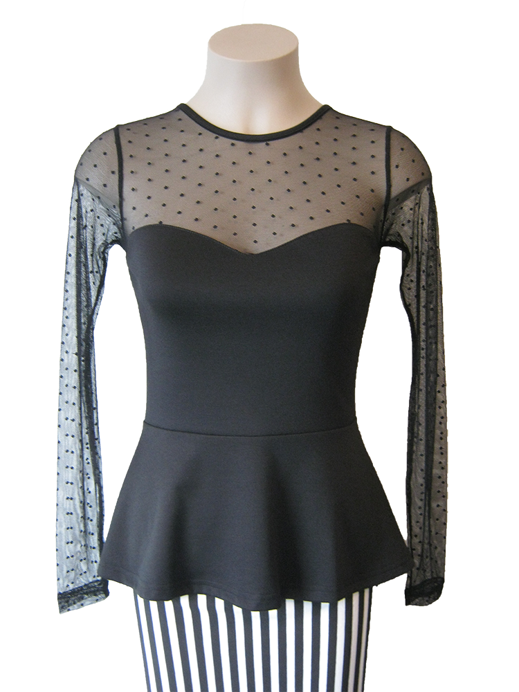 Miss Fancy Long Sleeve Black Top