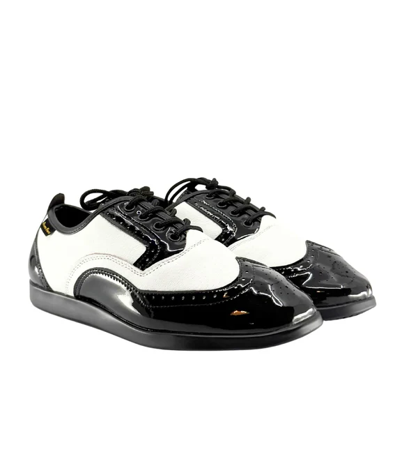 7821BW Ladies, Classic, Black Patent And White Leather, with Dual Pivot Point